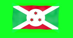 Flags of the Burundi With Green Screen Chroma Key High Quality 4K UHD 2K-2.5K, HD, SD video. 