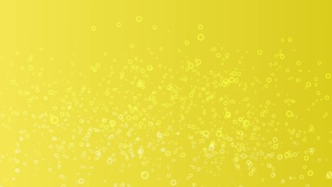 Bubbles rising on yellow background. Animation of moving balls