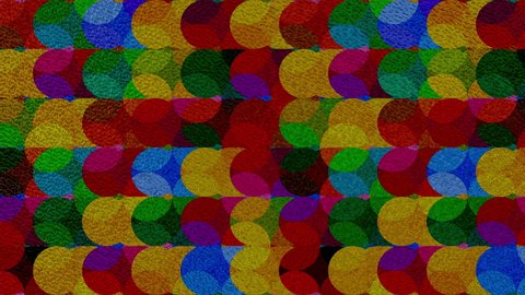 Animated colorful modern looping stained glass window. Multicolor circles. Fullcolor light. Animation footage. Colored glass texture.  Transparency. Motion of light.	