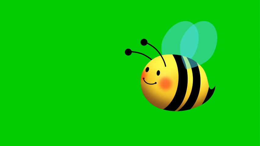 Bee cartoon flying loop animation on the green screen background. Royalty-Free Stock Footage #1069680355