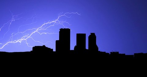 Tulsa Skyline OK Oklahoma Stormy Night Lighting Bolt Time Lapse