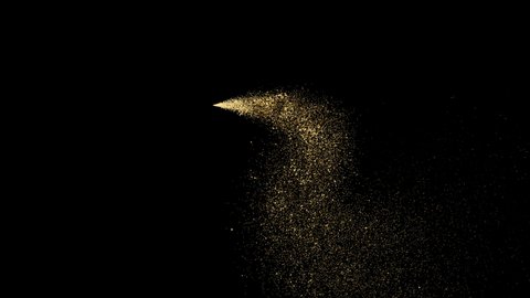 Flight of gold  particles. Magical shimmering light. Merry Christmas golden intro template.4K