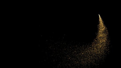 4K Flight of gold bokeh particles. Magical shimmering light. Merry Christmas golden intro template, 3D animation.