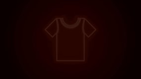 Glowing neon line T-shirt icon isolated on black background. 4K Video motion graphic animation.