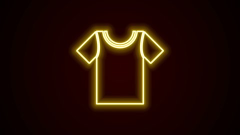 Glowing neon line T-shirt icon isolated on black background. 4K Video motion graphic animation.