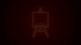 Glowing neon line Wood easel or painting art boards icon isolated on black background. 4K Video motion graphic animation.