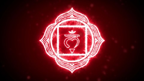 4K Animation Of Root Chakra. Flame Animation Reveal Of Root Chakra.