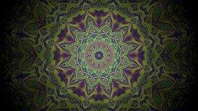 4k Abstract Fractal Animation Footage. Motion Background of Organic psychedelic kaleidoscope patterns. Magical geometric for concert,  yoga, night club, music video, events, show.