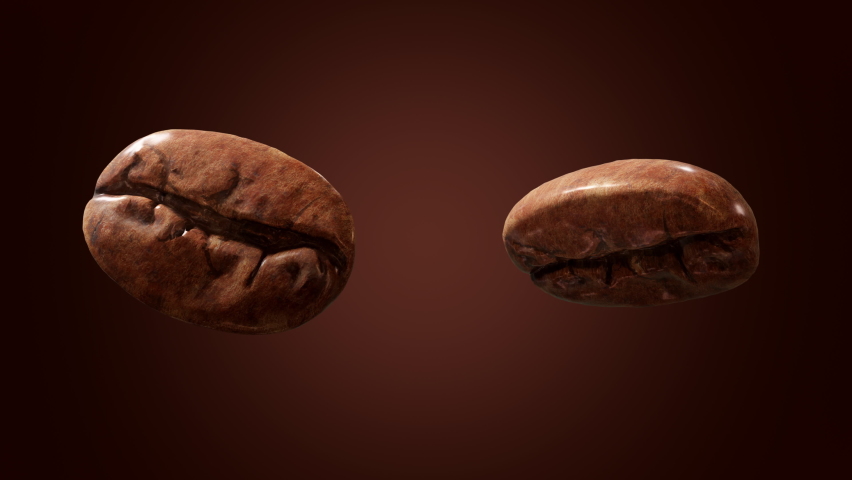 Beautyful Coffee beans spinning in the air with luma channal black and white 3d rendering