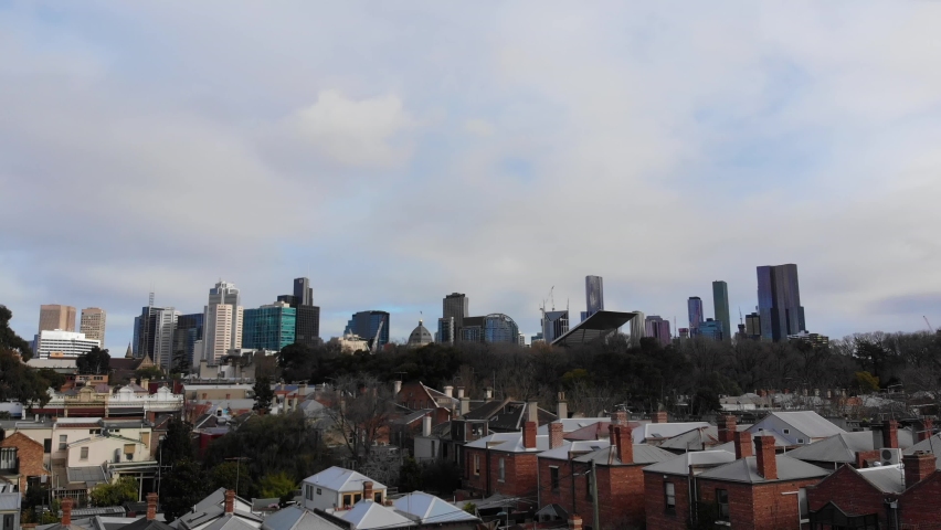 Aerial view of Melbourne CBD from Fitzroy