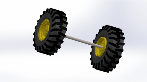 Tyre wheels and axle shaft animation