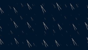 Compass dividers float horizontally from left to right. Parallax fly effect. Floating symbols are located randomly. Seamless looped 4k animation on dark blue background - Powered by Shutterstock - Get 15% off with code: PIKWIZARD15