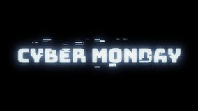 Inscription cyber monday in distorted glitch style. Modern technology futuristic video element. Design art concept. Creative bright animation for games. - Powered by Shutterstock - Get 15% off with code: PIKWIZARD15