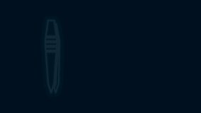 Glowing neon line Tweezers icon isolated on black background. 4K Video motion graphic animation.