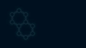 Glowing neon line Molecule icon isolated on black background. Structure of molecules in chemistry, science teachers innovative educational poster. 4K Video motion graphic animation.