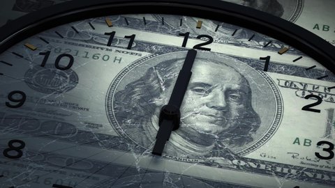 100 Dollar bill under a clock, it’s about time, quantitative easing is damaging the dollar power. Hyper Inflation is coming.