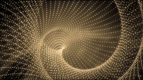 Abstract Motion Gold Background with particles and stars. Abstract animated motion background of spinning spheres with lines. Seamless loop. Set the video in my portfolio
