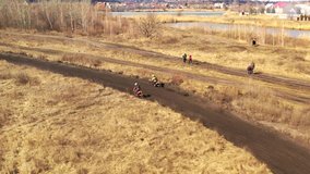 Motocross, amateur motorcycle racing, drone video