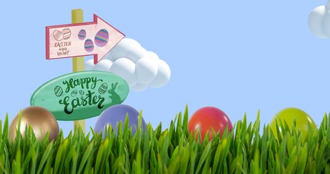 Easter Eggs On Grass With Blue Sky Background Stock Video Footage 4k And Hd Video Clips Shutterstock