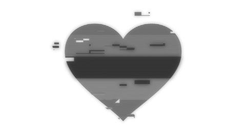 Heart shape in distorted glitch style. Modern technology futuristic video element. Design art concept. Creative bright animation for games.