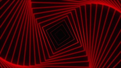 Red color square visual loops with blured black color background - Stock footage