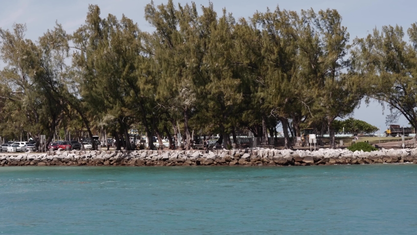 Haulover Park Miami inlet rocks and trees