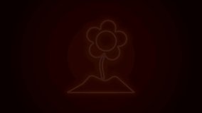 Glowing neon line Flower icon isolated on black background. 4K Video motion graphic animation.
