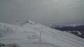 Panorama of the Alpika Ski Resort, Priyut Vetrov in Krasnaya Polyana, Sochi, Russia.
