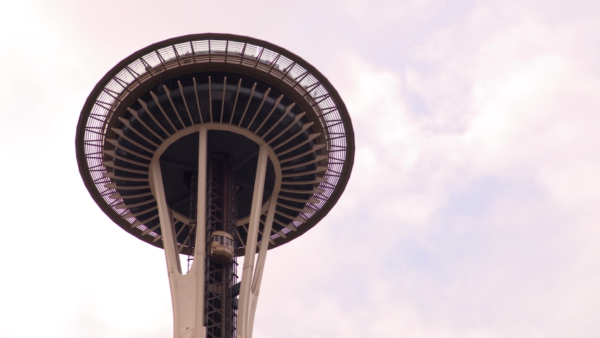 TIME LAPSE OF THE SPACE NEEDLE, SEATTLE, WASHINGTON, USA – 01 AUGUST 2019 Time lapse of people on The Space Needle, Seattle, Washington, USA