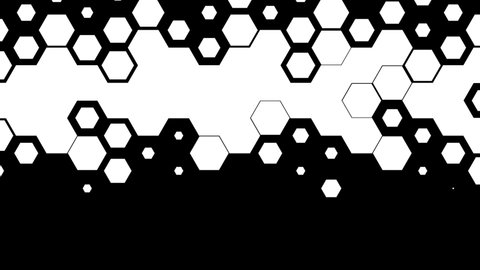 Hexagon Transition Set. Monochrome Set of Transitions for projects. Slideshow, Broadcast animation Concept.