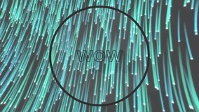 Animation of wow text in black circle outline over green light trails in background. retro video game concept digitally generated video. - Powered by Shutterstock - Get 15% off with code: PIKWIZARD15