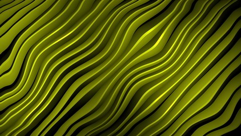 4k 3D animation of rows and rows of colorful yellow stripes rippling. Colorful wave gradient animation.. Future geometric patterns motion background. 3d rendering