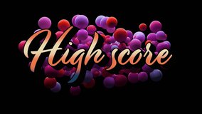 Animation of high score text in gradient orange over red and purple balls on black. retro video game concept digitally generated video. - Powered by Shutterstock - Get 15% off with code: PIKWIZARD15