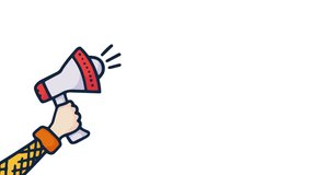Male hand animation holding a megaphone for promotion and announcement. Shot in 4k resolution . Alpha matte - Powered by Shutterstock - Get 15% off with code: PIKWIZARD15