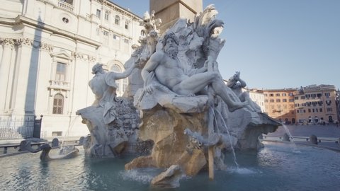 Statue in Bernini's fountain of Four Rivers in Piazza Navona, Rome