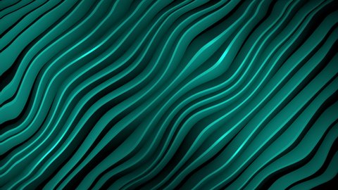 4k 3D animation of rows and rows of colorful blue stripes rippling. Colorful wave gradient animation.. Future geometric patterns motion background. 3d rendering