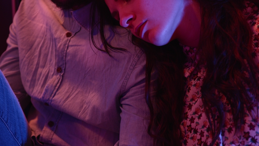 sadness, thoughts - unhappy young couple thinks about their relationship over