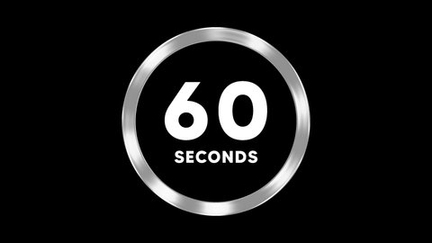 Countdown counter with rounded corners for 60 to 0 on transparent background 4k resolution V1