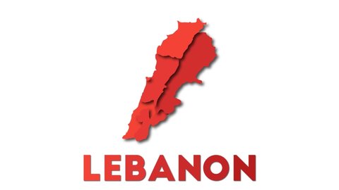 Lebanon map showing regions. Animated country map with title. 4k resolution animation.