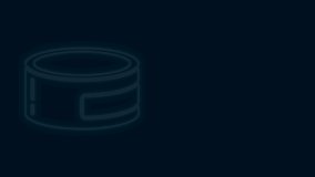 Glowing neon line Canned food icon isolated on black background. Food for animals. Pet food can. 4K Video motion graphic animation.