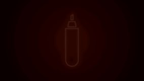 Glowing neon line Marker pen icon isolated on black background. 4K Video motion graphic animation.