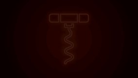 Glowing neon line Wine corkscrew icon isolated on black background. 4K Video motion graphic animation.