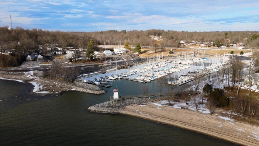 Flying in toward the marina at Lighthouse Landing in Grand Rivers, Kentucky