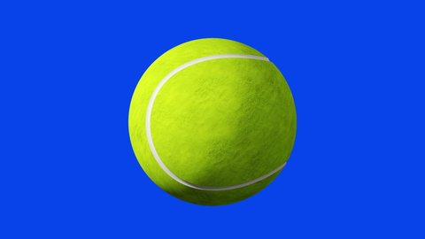 Tennis ball rotation Realistic 360-degree in blue screen looping roll of the textured soccer ball luma matte black white is included 3D rendered