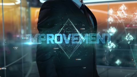 Businessman with Improvement hologram concept