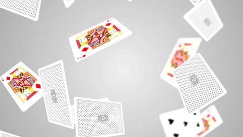 Loop Animation falling playing cards and casino chips White light shadow Animation of seamless loop. Casino, Gambling, Chips, Poker, Blackjack, Ace, Betting, Playing Cards, Cards, Gaming.