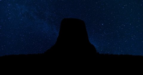 Devils Tower Wyoming Milky Way Stars Night Time Lapse