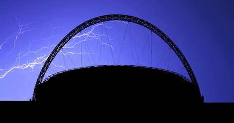 Wembley Stadium London Stormy Night Lighting Bolt Time Lapse