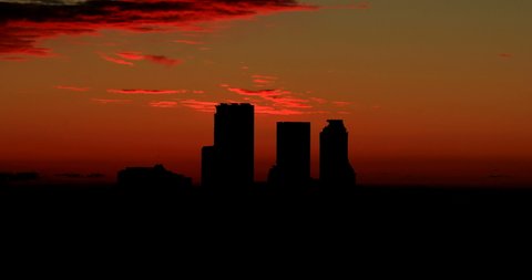 Tulsa Skyline OK Oklahoma Yellow Morning Light Sunrise Time Lapse