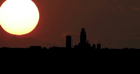 Omaha Nebraska Big Sun Sunset Time Lapse